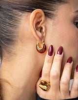 Amber Hoops Earrings I Gold - hiBALI
