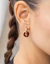 Bordeaux Link Earrings I Gold - hiBALI