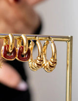 Bordeaux Link Earrings I Gold - hiBALI