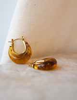 Amber Hoops Earrings I Gold - hiBALI