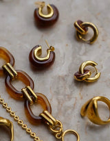 Bordeaux Link Earrings I Gold - hiBALI