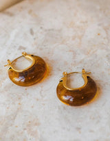 Amber Hoops Earrings I Gold - hiBALI