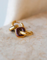 Bordeaux Link Earrings I Gold - hiBALI