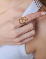 Triple Wavy Ring I Gold - hiBALI